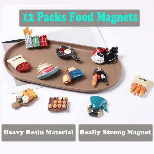 Miniatura 3 de 12 piezas de imanes para nevera de alimentos, divertidos imanes para nevera, pegatinas de nevera para la cocina, imanes decorativos de resina