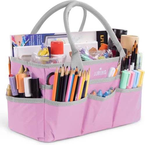 Miniatura 14 de JJRING Bolsa organizadora para manualidades y arte, tela de nailon azul 600D, con bolsillos, para manualidades, álbumes de recortes, médicos y Azul