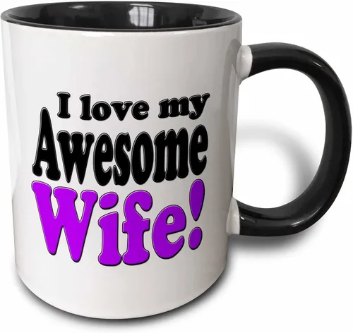 Miniatura 9 de 3dRose evadane – Funny Quotes – I Love My Awesome esposa, púrpura, – Tazas, Blanco White