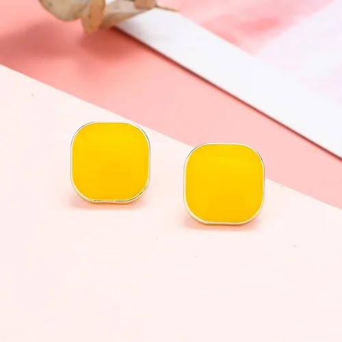 Miniatura 2 de Caiyao Aretes de botón cuadrados esmaltados ligeros y coloridos para mujer, pequeños aretes cuadrados para adolescentes, niñas, novia, fiesta