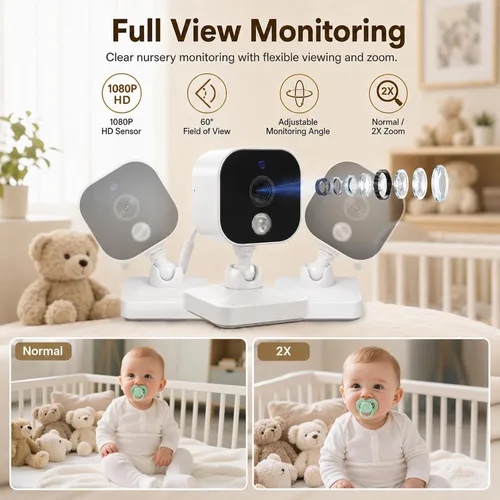 Miniatura 4 de Monitor de bebé con cámara y audio, monitor de bebé sin WiFi con pantalla IPS de 2.8 pulgadas, batería de 120 horas, alcance de 1000 pies