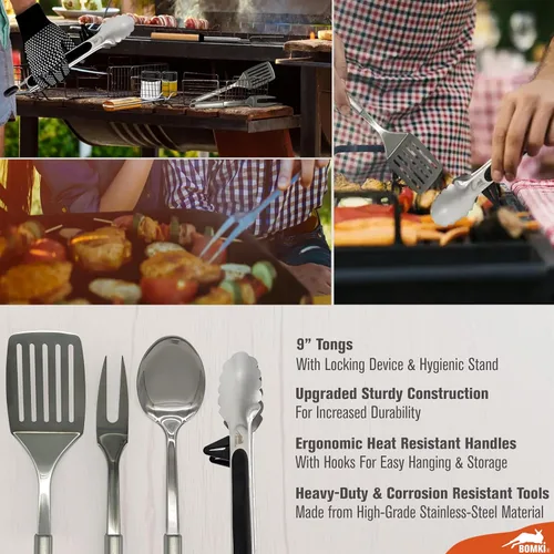 Miniatura 4 de BOMKI Juego de utensilios de cocina para asar y acampar al aire libre, barbacoa, juego de utensilios de cocina, accesorios de utensilios de cocina