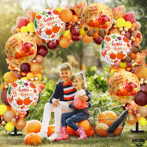 Miniatura 6 de KatchOn, Globos de Feliz Acción de Gracias, grandes de 22 pulgadas, paquete de 6, globos de aluminio de agradecimiento para decoraciones de otoño