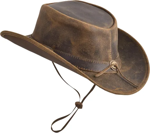 Miniatura 3 de Sombrero de vaquero de cuero para hombres y mujeres, duradero, hecho a mano, ligero, moldeable, sombreros occidentales para hombres