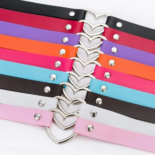 Miniatura 6 de ETHOON Gargantilla ajustable de piel con corazón, estilo punk, estilo gótico, collar suave con cadena, para mujeres y niñas