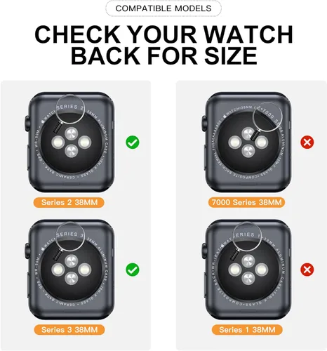 Miniatura 2 de Misxi Paquete de 2 fundas impermeables con botón diseñadas para Apple Watch Series 3 Series 2 de 38mm, funda rígida de policarbonato anticaídas