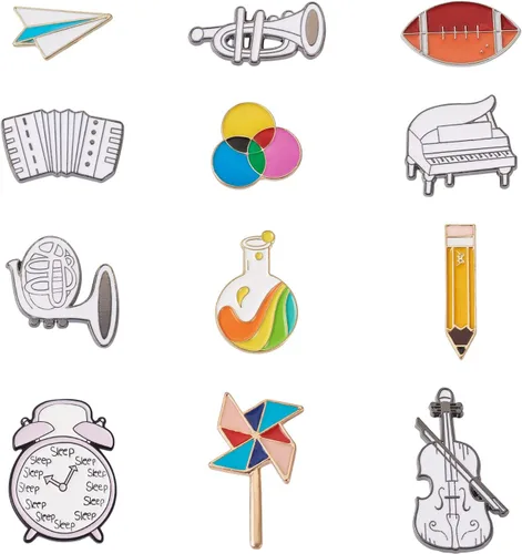 Miniatura 158 de Pandahall - Broches esmaltados de aleación con varios temas, broche de solapa, juego de pines esmaltados