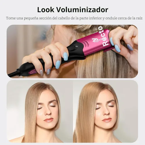 Miniatura 3 de Terviiix Plancha de pelo con crimpadora de 4 placas intercambiables, plancha prensadora para cabello con queratina y aceite de argán para mujeres