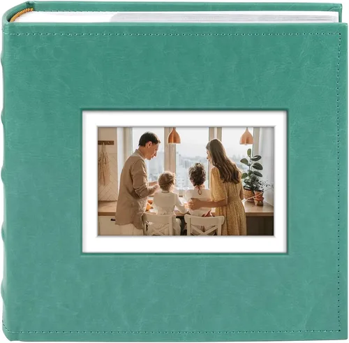 Miniatura 12 de Golden State Art, álbum de fotos de cuero sintético con capacidad para 200 fotos de 4 x 6 pulgadas con espacio para escribir notas, ideal para bodas