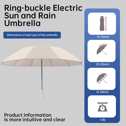 Miniatura 6 de Paraguas inteligente, reforzado a prueba de viento, duradero, protector solar, protección UV UPF50+, con anillo reflectante de ángel, negocios