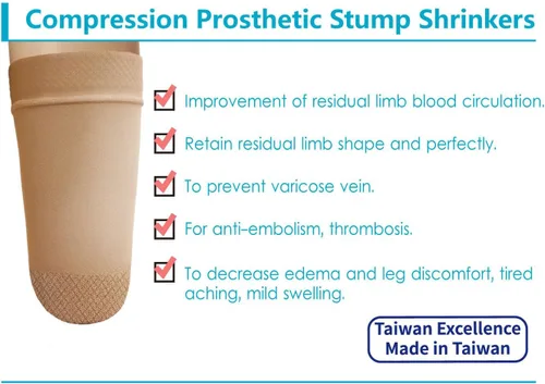 Miniatura 3 de Termoencogedores protésicos por encima de la rodilla, 13.8 in, compresión, calcetines amputados, 20-30, uso diario, Taiwán Excellence XS