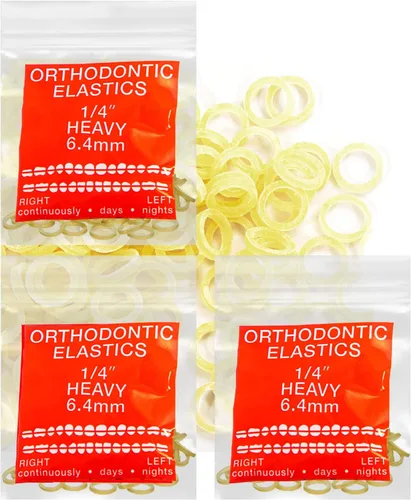 Miniatura 15 de Bandas elásticas de látex ámbar 3 paquetes 300 unidades 3/16pulgadas 4.8mm HEAVY Bandas elásticas intraorales Unimedic Bandas de goma dentales