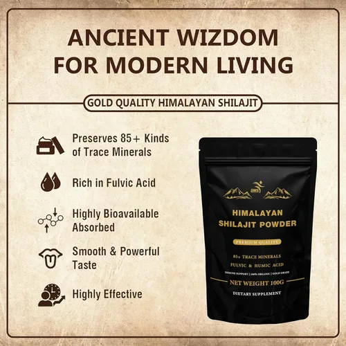 Miniatura 4 de Shilajit en polvo puro del Himalaya, sin rellenos, Shilajit de grado dorado con ácido fúlvico y más de 85 oligominerales, suplemento natural 100%