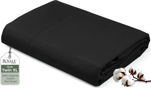 Royale Linens Sábana encimera de tamaño individual XL 100% Algodón Orgánico – Super suave – Sábanas superiores de percal – Sábana encimera de tamaño