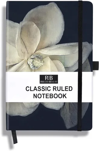 Miniatura 35 de RICCO BELLO - Cuaderno clásico con rayas universitarias, diario con forro de piel sintética para escribir, trabajo, hogar, escuela, 192 páginas a