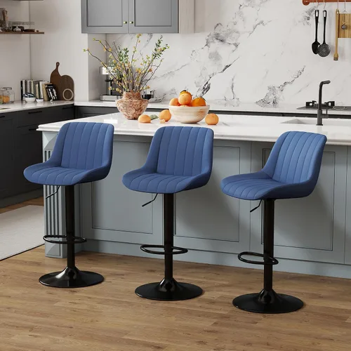 Miniatura 10 de Youhauchair - Juego de 1 taburete de bar, taburetes giratorios de altura de mostrador con respaldo, sillas de bar ajustables de piel sintética