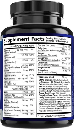 Miniatura 9 de Suplemento de Memoria Cerebral - Nootrópicos de Fuerza 3X para Concentración, Claridad y Apoyo del Enfoque - Vitaminas Cognitivas para la Salud