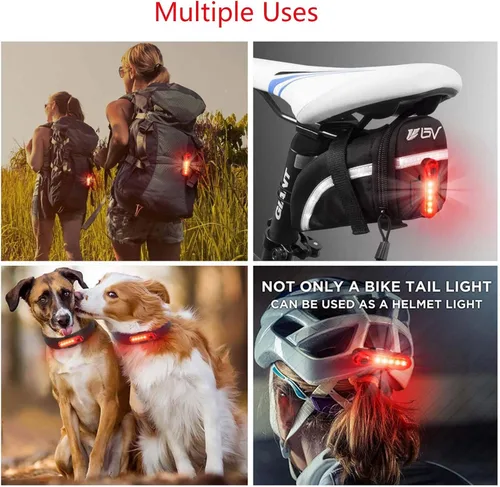 Miniatura 7 de Paquete de 2 luces traseras de bicicleta recargable, luz trasera roja para bicicleta de noche, luces traseras de bicicleta con gran duración