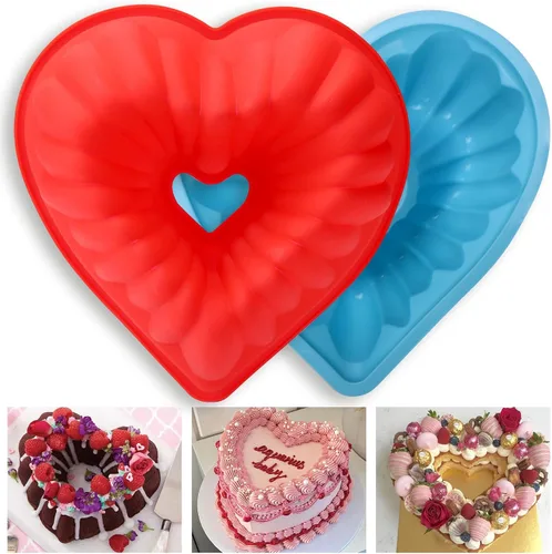 Miniatura 8 de Palksky Moldes de silicona con forma de lazo de 9.5 pulgadas, antiadherentes, perfectos para pasteles de Navidad y cumpleaños Rosa