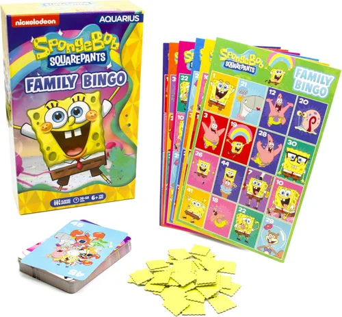 Aquarius Spongebob Squarepants - Juego de bingo familiar, juego de fiesta Nickelodeon para niños, adolescentes y adultos, regalo con licencia