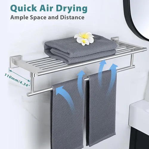 Miniatura 6 de Alise Toalleros de 24 Pulgadas para Baño Montados en la Pared, Toallero de Baño con Barra de Toalla, Toalleros Dobles para Baño, Portatollas de Baño