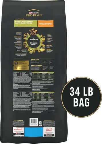 Miniatura 8 de Purina Pro Plan Alimento para perros con fórmula de mezcla triturada de pollo y arroz para el control de peso - Bolsa de 34 lbs (15.42 kg)