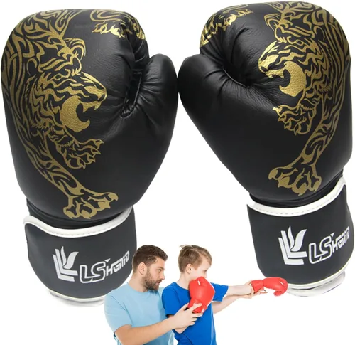 Miniatura 11 de LAFANDE Guantes de boxeo para hombres y mujeres, guantes de combate transpirables de Muay Thai Negro