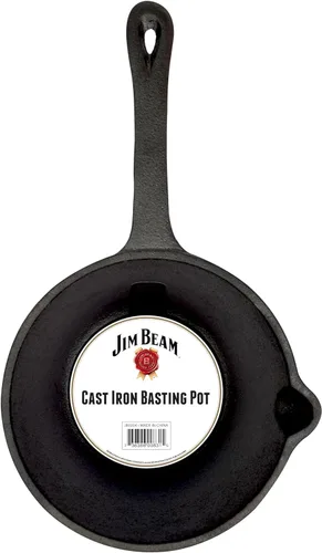 Miniatura 2 de Jim Beam JB0204 Olla de asado de hierro fundido presazonada, construcción resistente para parrilla y horno, grande, negra
