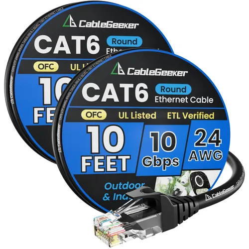 Miniatura 48 de Cable Ethernet Cat 6 de 100 pies, para interiores y exteriores, red de Internet de alta velocidad de 10 Gbps, cable de conexión Ethernet plano