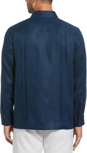 Miniatura 2 de Cubavera Camisa guayabera de manga larga con cuatro bolsillos 100% lino para hombre, detalle de pintuck, ajuste relajado
