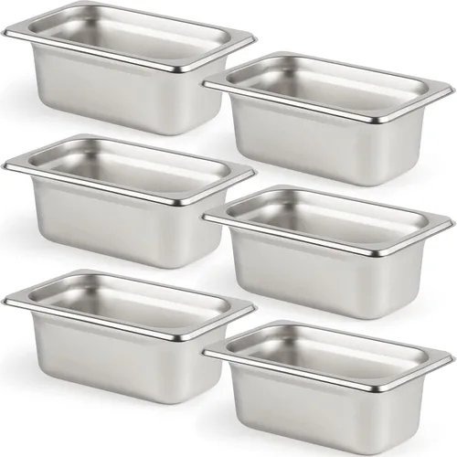 Miniatura 22 de CURTA Paquete de 6 sartenes antiatascos para hotel, tamaño 1/6 de 6 pulgadas de profundidad, bandeja comercial NSF de acero inoxidable 18/8