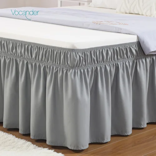 Miniatura 38 de Vocander Falda de Cama Rosa Tamaño Individual con Caída de 14 Pulgadas, Falda de Cama Elástica con Volantes Antipolvo, Fácil de Colocar, Faldas