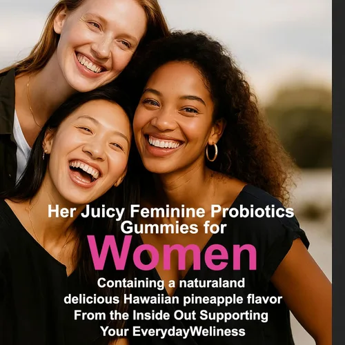 Miniatura 8 de Her Juicy Gomitas Probióticas para Mujeres: Apoyan el Bienestar Femenino y el Equilibrio del pH, Veganas Naturales, Sabor Piña, Mezcla