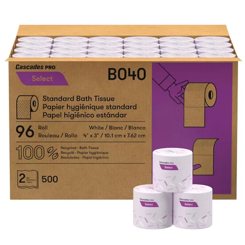 Cascades PRO Select - Papel higiénico suave y fuerte, rollos de papel higiénico de 2 capas para baño, ajuste universal, envueltas individualmente,