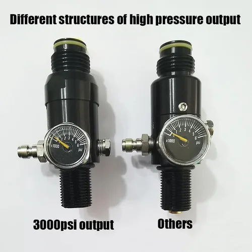 Miniatura 9 de Válvula reguladora de tanque de aire comprimido CO2 Aopkeo 5/8"-18UNF o M18*1.5 Entrada 4500psi para Paintball Airsoft PCP 1800psi Ouput