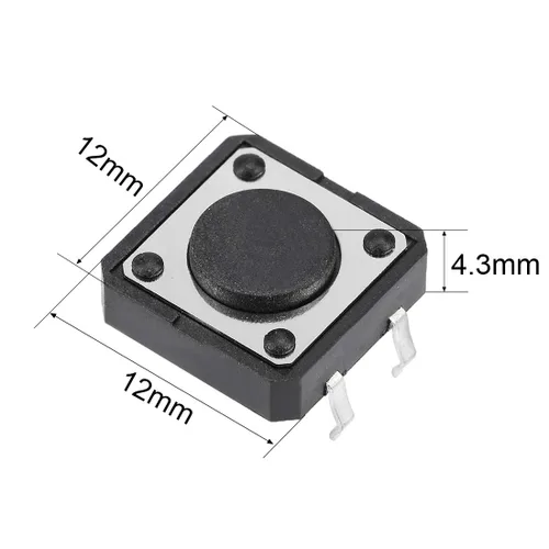 Miniatura 4 de uxcell 0.472x0.472x0.169 in Panel Mini PCB Interruptor de botón táctil momentáneo DIP Negro, Gris 10PCS