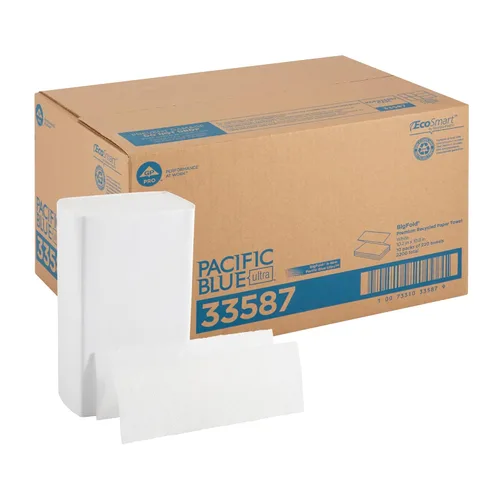 Toallas de papel Pacific Blue Ultra Bigfold recicladas de GP PRO (Georgia-Pacific), 33587, 220 toallas de papel por paquete, 10 paquetes por caja,