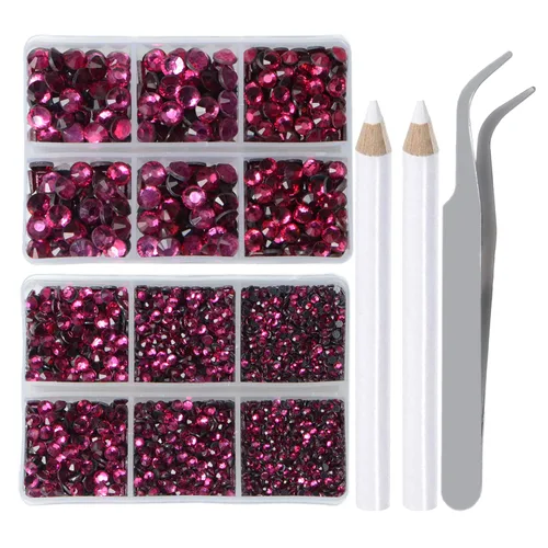 Miniatura 57 de LPBeads 10000 unidades de diamantes termoadhesivos SS6 amatista con parte trasera plana, gemas de diamantes de imitación de cristal redondas