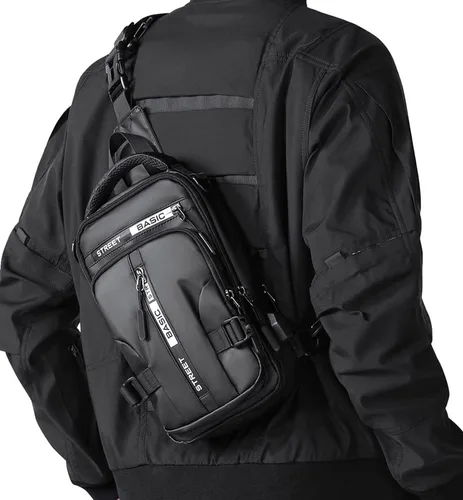 Mochila cruzada pequeña negra para hombre y mujer, H-Negro, S, Moda