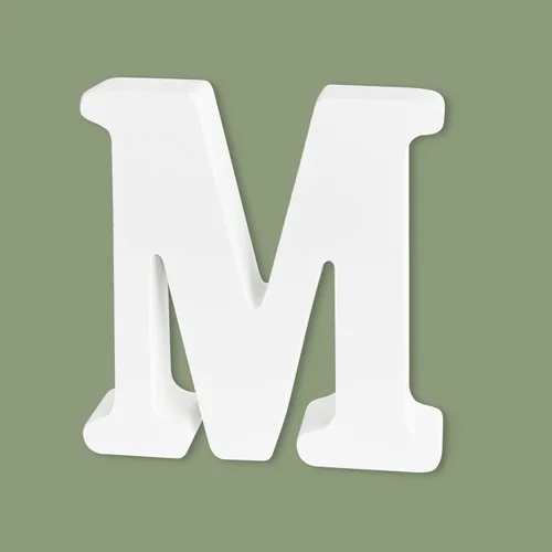 Miniatura 27 de Letras de madera de 4 pulgadas, letras del alfabeto de madera blanca para decoración de pared, letras de marquesina de madera sin terminar