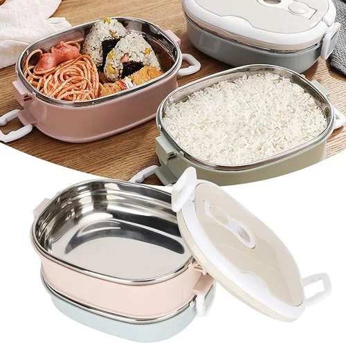 Miniatura 2 de Lonchera de 60.9 fl oz, recipientes de almuerzo de acero inoxidable 304 para adultos, portátil, a prueba de fugas, ecológica, para alimentos fríos