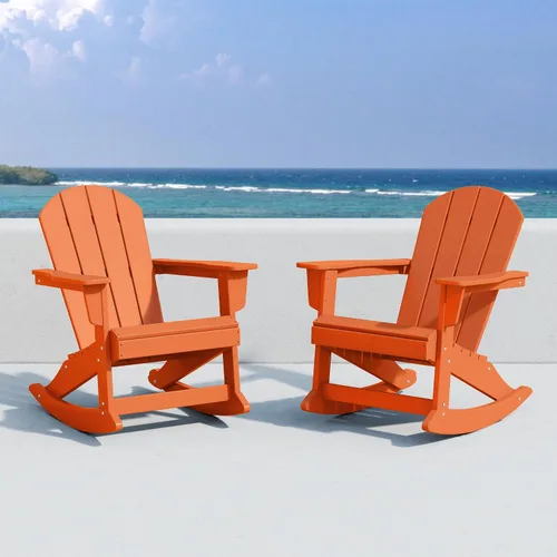 Miniatura 87 de WestinTrends Silla mecedora Malibu de poliéster para exterior/patio Adirondack, Negra