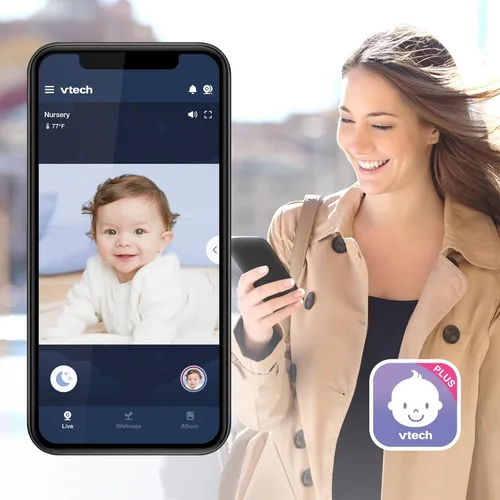 Miniatura 3 de VTech Monitor inteligente WiFi para bebés: mira a tu bebé en casa o desde cualquier lugar, aplicación gratuita, cámara de 1080p, pantalla de 5