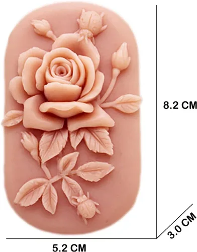 Miniatura 2 de Molde de jabón de silicona para hacer jabón, manualidades, manualidades, hecho a mano, chocolate, caramelo, pastel, rosa, flor ovalada (14447)