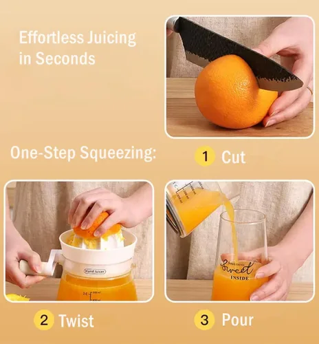 Miniatura 3 de Exprimidor manual de cítricos con manivela giratoria, prensa manual de gran capacidad de 16.9 fl oz para toronja limón, naranja, lima, extracción