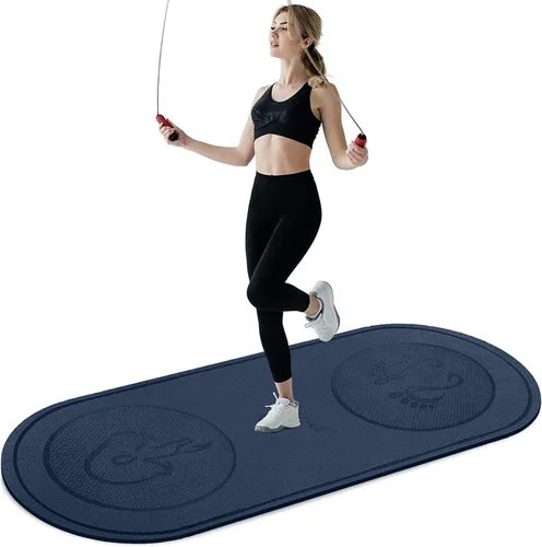 Miniatura 10 de Tapete para Saltar la Cuerda 71"/63"x24" Más Grande Antideslizante Interior Exterior Tapete de Ejercicio Fitness, Alta Densidad Entrenamiento