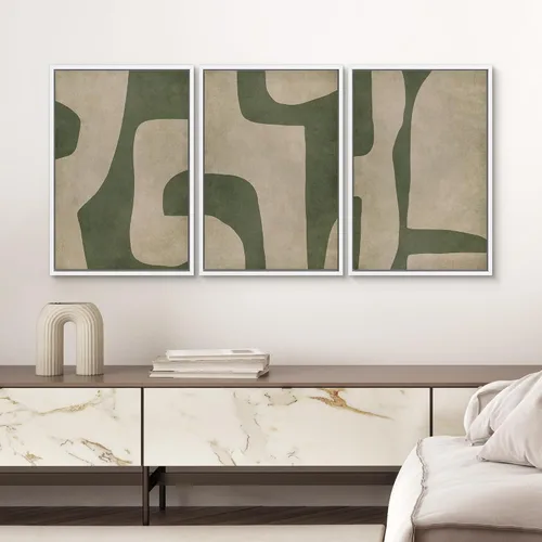 Miniatura 24 de SIGNWIN Lienzo enmarcado para pared, arte con pinceladas de flujo neutro en tonos beige abstractos, ilustraciones, arte moderno, decorativo
