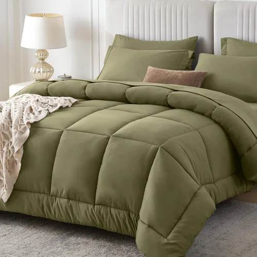 Miniatura 16 de Sasttie Juego de edredón tamaño individual, 5 piezas de cama reversible en una bolsa, juego completo de ropa de cama que incluye edredón, sábana