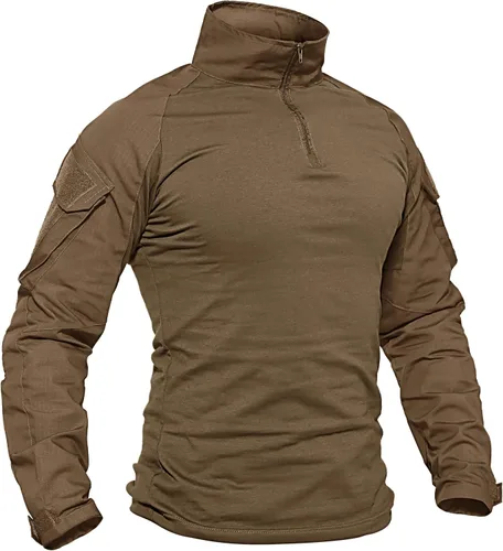 Miniatura 12 de TACVASEN Camisa táctica de manga larga para hombre, con cremallera de 1/4, con bolsillos, para paintball, militar, Airsoft, transpirable
