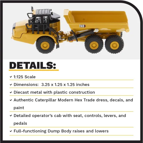 Miniatura 4 de Camión articulado Caterpillar 745 1:125 - Diecast Masters 85548 Elite Serie 1:125